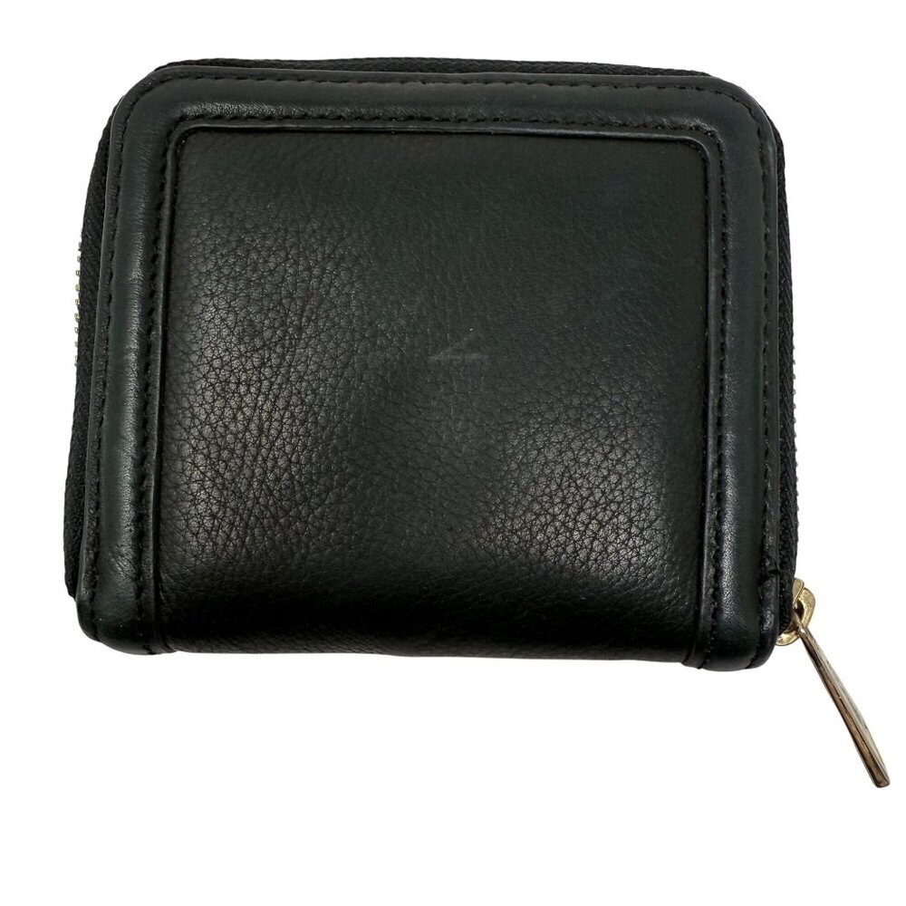 Aimee Kestenberg Wallet Black Leather Compact Zip Around Gold-Tone Zipper Small - Picture 2 of 6